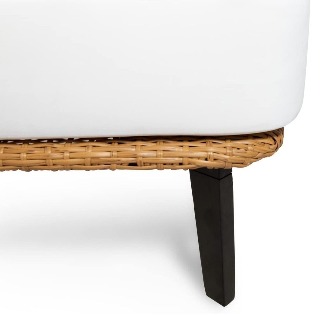 Nic Outdoor Club Chair with Water Resistant Cushion - Wicker - Light Brown/White