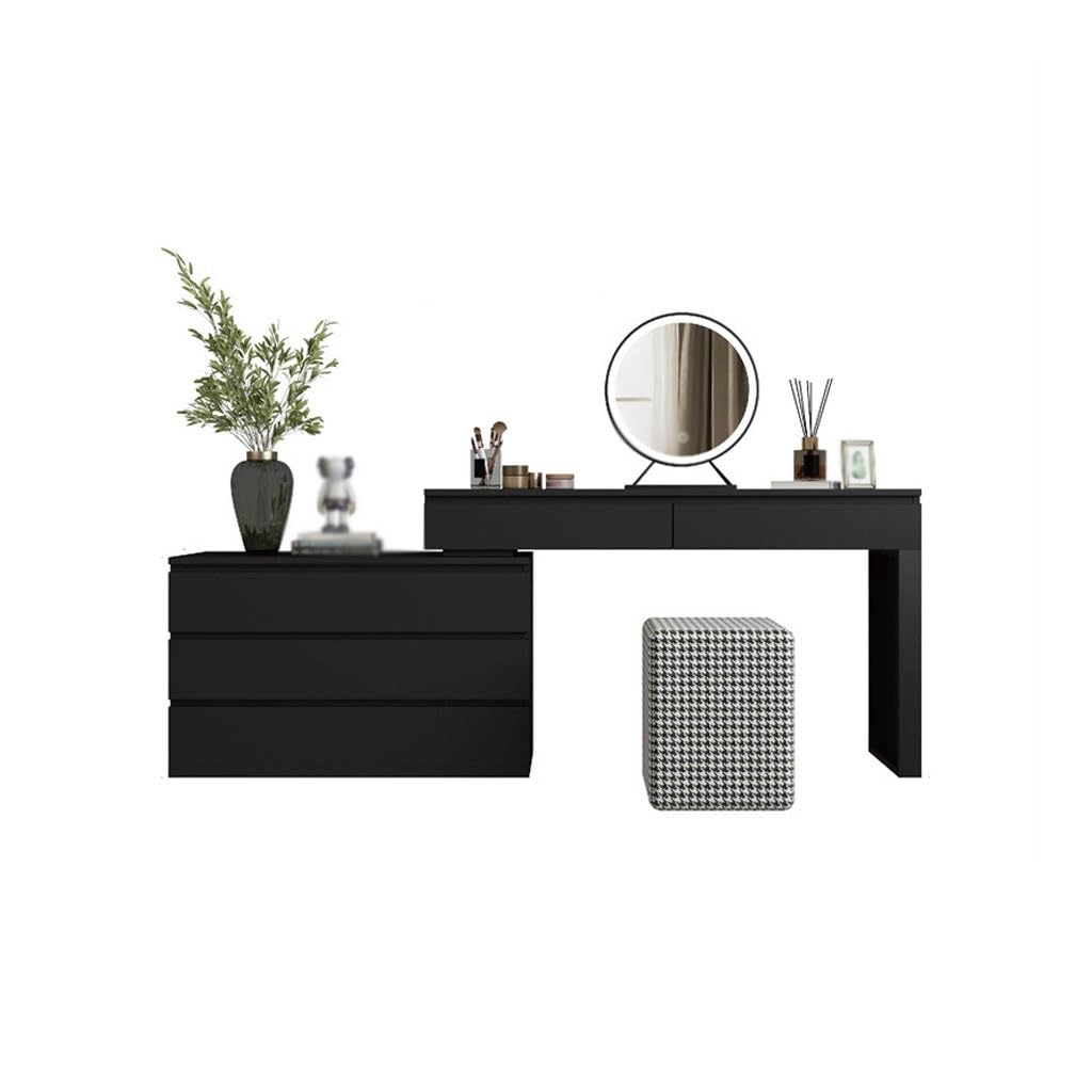 Vanity Desk Modern Minimalist Dressing Table and Cupboard Integrated Bedroom Small Desk Makeup Bedside Storage Cabinet(L200cm)