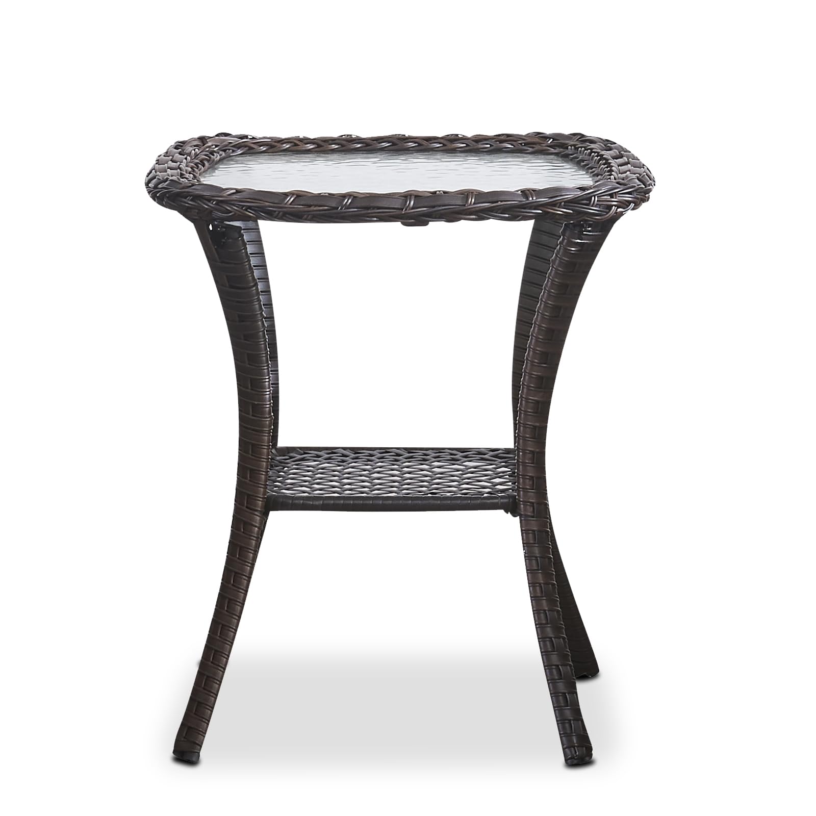 HUMMUH Wicker Patio Coffee Table,Rattan Outdoor Coffee Table with 2-Layer Storage Furniture Tables for Garden,Porch,Backyard