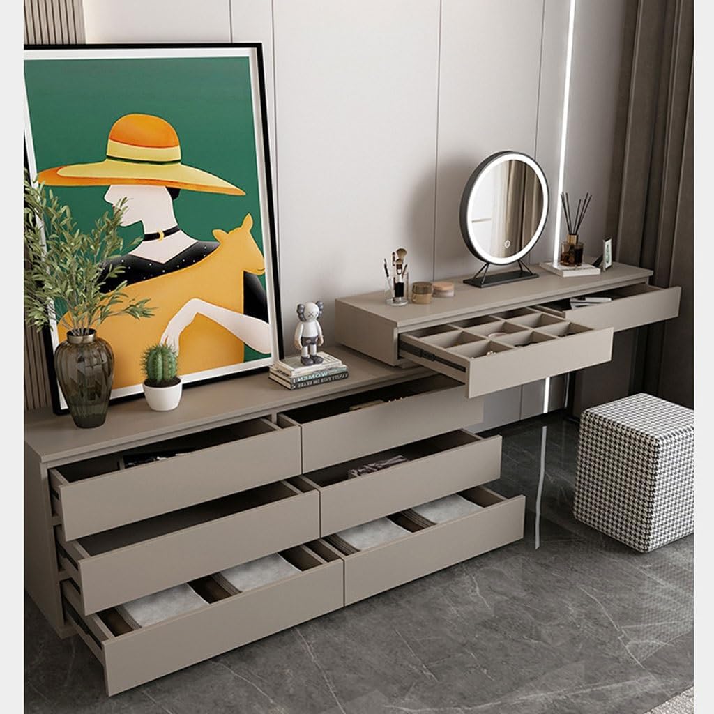 Dressing Table Modern Minimalist Dressing Table and Cupboard Integrated Bedroom Small Desk Makeup Table Bedside Storage Cabinet Penteadeira(L200cm)