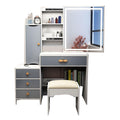 Modern Minimalist Dressing Table Vanity Desk with LED Light Mirror Stool for Bedroom (Right Cabinet)