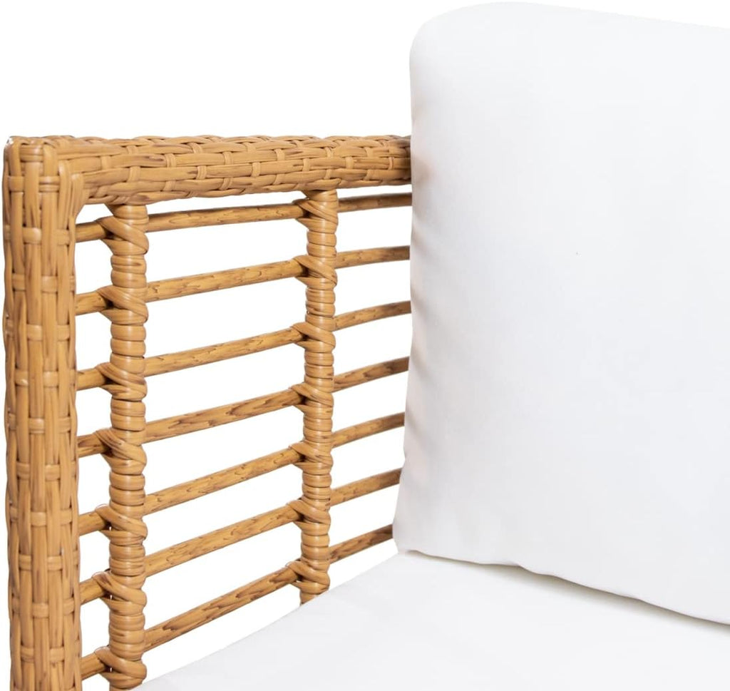 Nic Outdoor Club Chair with Water Resistant Cushion - Wicker - Light Brown/White