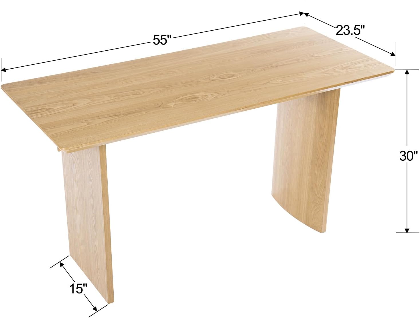 DUOMAY 55" Modern Minimalist Makeup Vanity Table Desk | Sturdy & Spacious with Large Storage, Perfect for Bedroom Dressing, Writing, or Laptop Work, Natural Oak