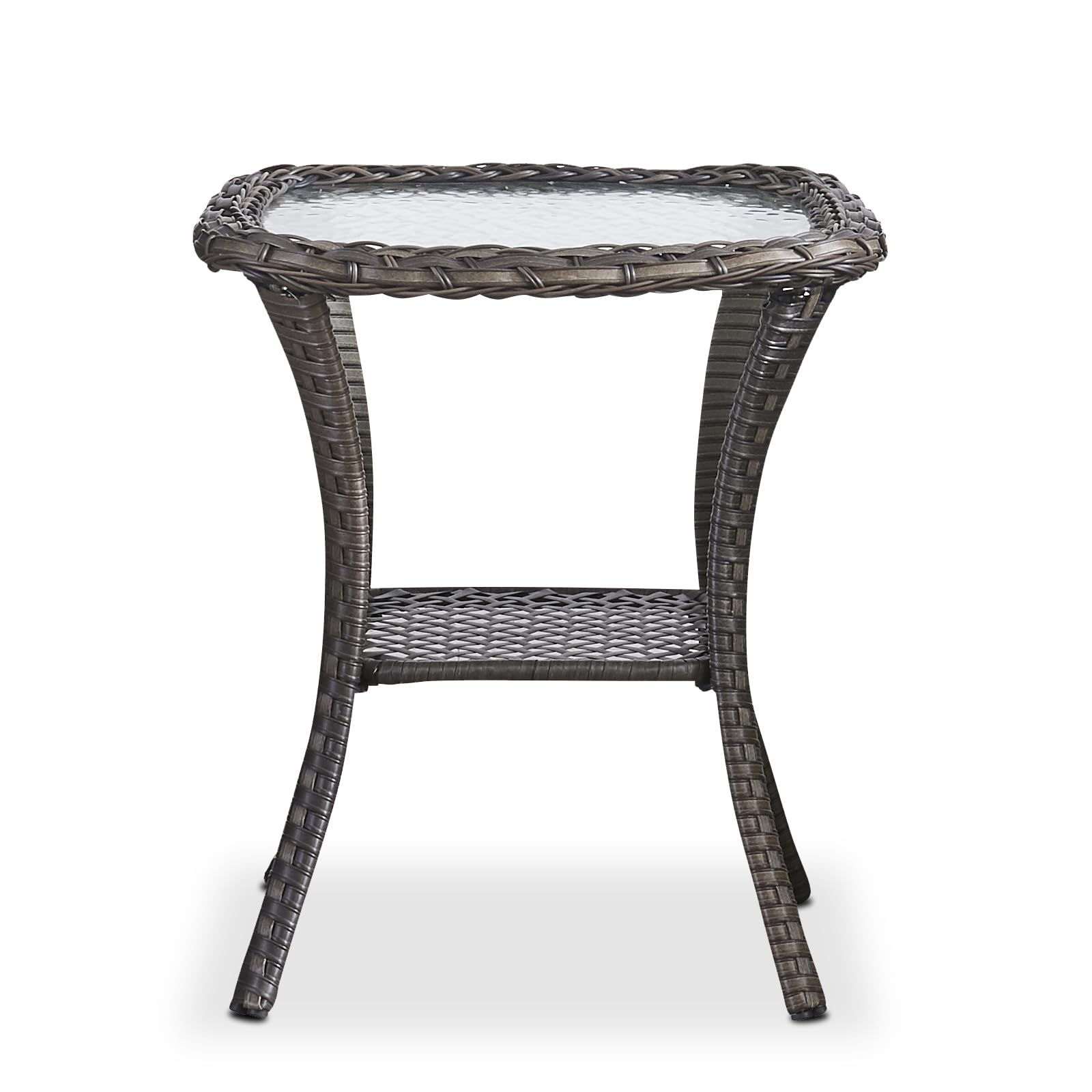 HUMMUH Wicker Patio Coffee Table,Rattan Outdoor Coffee Table with 2-Layer Storage Furniture Tables for Garden,Porch,Backyard