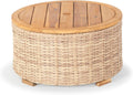 SAFAVIEH Couture Collection – Anguilla Faux Wicker Indoor/Outdoor Storage Coffee Table, Fully Assembled, Natural Brown Patio Accent Table with Removable Wood Top (CPT2103A)