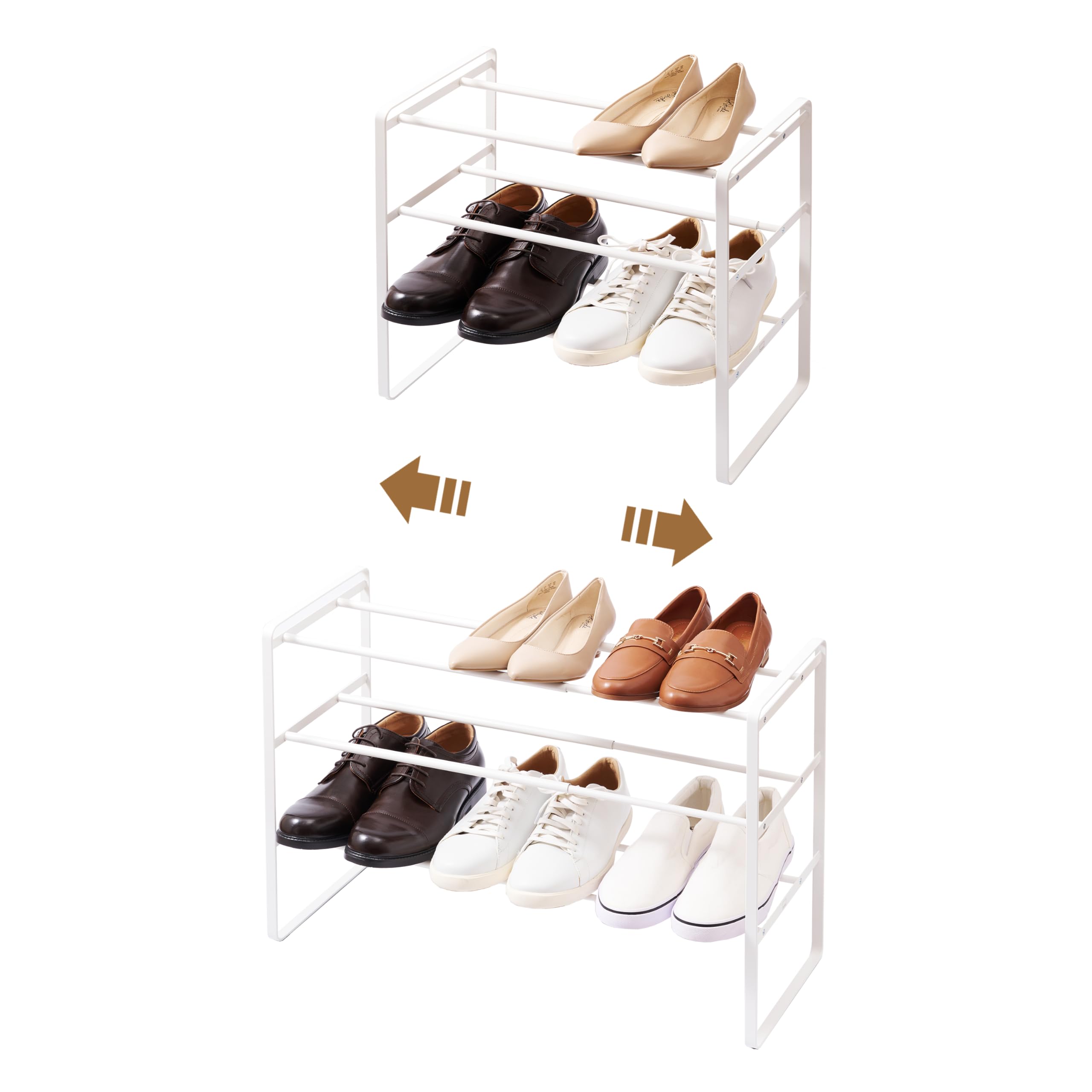 YAMAZAKI Home Frame Adjustable Shoe Rack - Spacesaving Storage Solution, 7" - Steel - Holds Up to 4 Pairs of Shoes Per Shelf