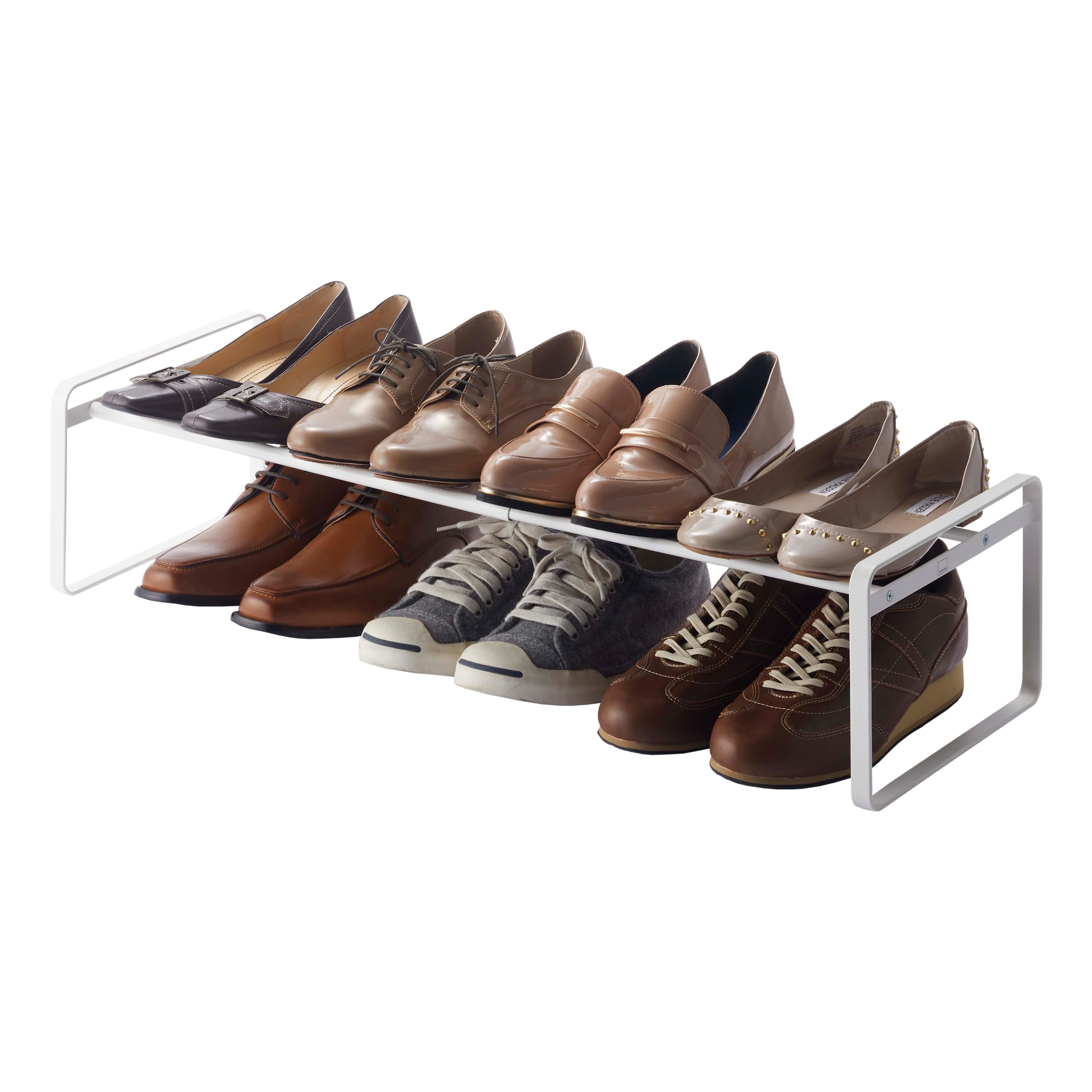 YAMAZAKI Home Frame Adjustable Shoe Rack - Spacesaving Storage Solution, 7" - Steel - Holds Up to 4 Pairs of Shoes Per Shelf