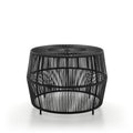 Furniture of America Ysar Boho Rattan Round Coffee Table Outdoor with Metal Frame, All-Weather and Rust Resistant, Handcrafted Coastal Furniture for Patio, Poolside, Garden, Yard, Black