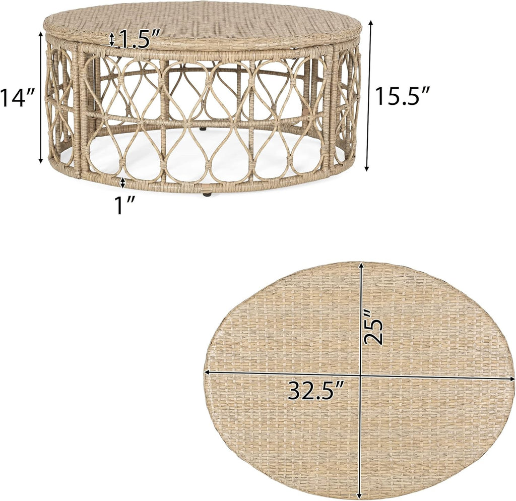 Christopher Knight Home Bruce Outdoor Coffee Table - Wicker - Light Brown