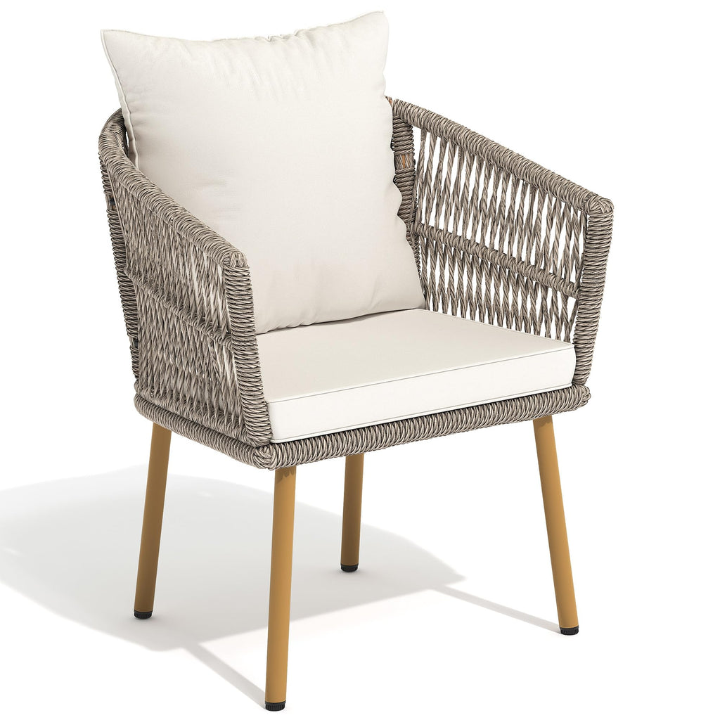 YITAHOME Outdoor Dining Single Sofa Chair, Indoor-Outdoor Wicker Bistro Chairs, PE Rattan Armchair Seating for Patio, Backyard, Poolside, Balcony - Tan