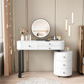 Modern Minimalist Dressing Table with Detachable Mirror and Rotatable Side Cabinet Makeup Table, Easy Assembly Vanity