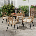 DWVO Wicker Sofa Chair, Single Bistro Armchair with Weatherproof Cushions, Outdoor Dining Chair for Outdoor, Indoor, Beige