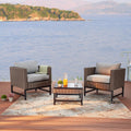 LOKATSE Home Outdoor Patio Armchair Wicker Furniture Rattan Conversation Single Sofa Chair with Grey Cushion