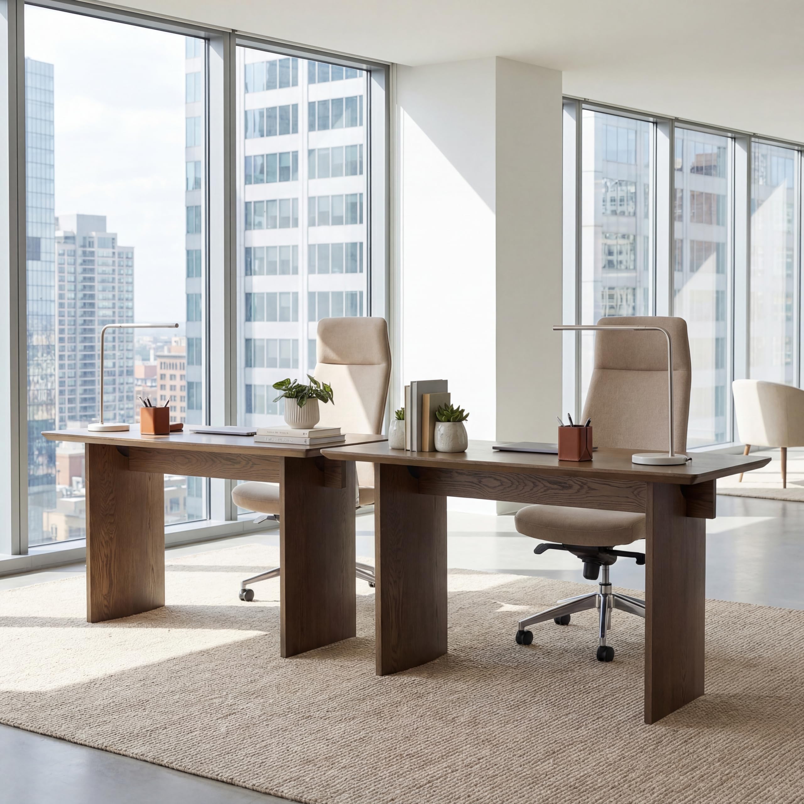 DUOMAY 55" Modern Minimalist Makeup Vanity Table Desk | Sturdy & Spacious with Large Storage, Perfect for Bedroom Dressing, Writing, or Laptop Work, Natural Oak