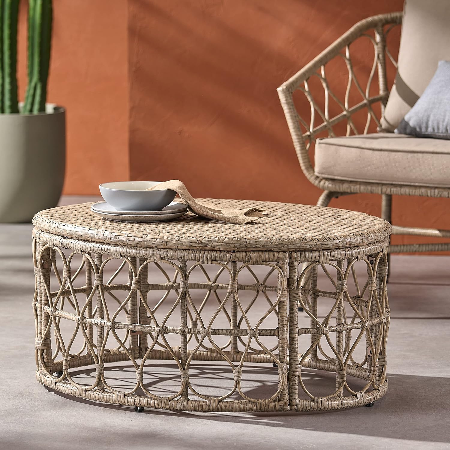 Christopher Knight Home Bruce Outdoor Coffee Table - Wicker - Light Brown