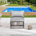 LOKATSE HOME Outdoor Rattan Single Sofa Chair with Cushion for Outside Balcony, Porch, Deck, Garden, Grey
